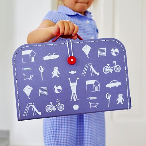 papírový kufřík modrý